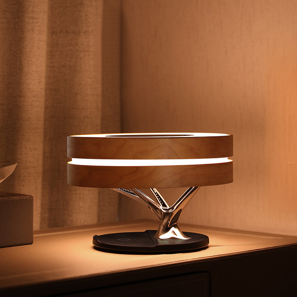 Round Intelligent Music Bluetooth Speaker Bed Lamp WiFi Circle Tree