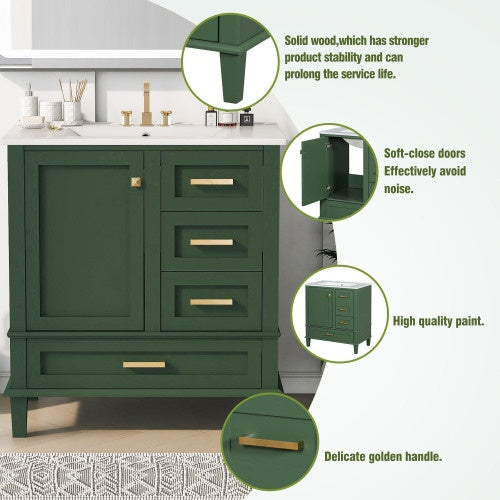 30 Bathroom Vanity , Modern Bathroom Cabinet With Sink Combo Set.