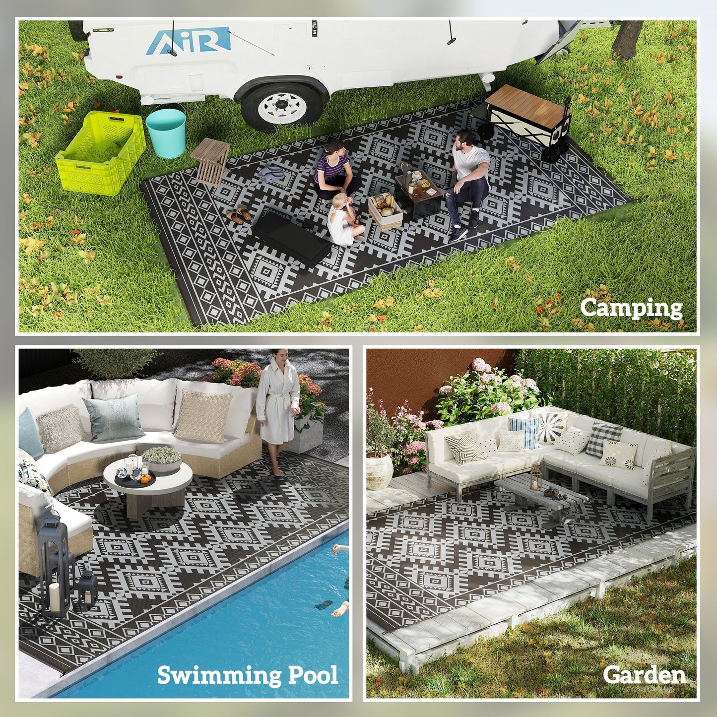 Outdoor Rug, Waterproof Plastic Straw With Carry Bag