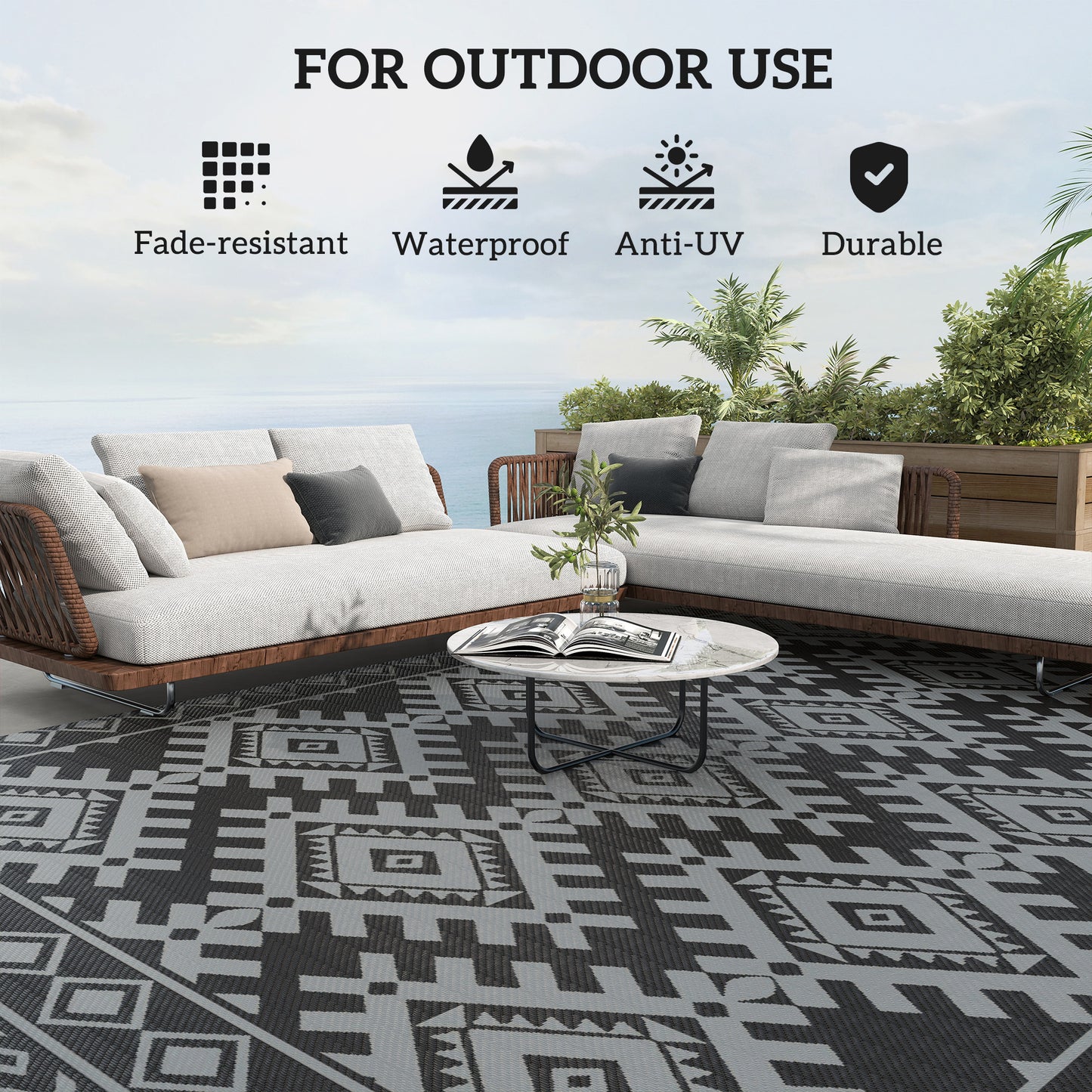Outdoor Rug, Waterproof Plastic Straw With Carry Bag