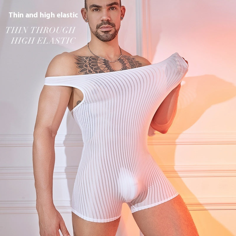 Striped Jumpsuit Lightweight Breathable Men