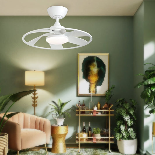 Light Pro 22 In. LED Indoor Matt White Smart Ceiling Fan With DC Motor