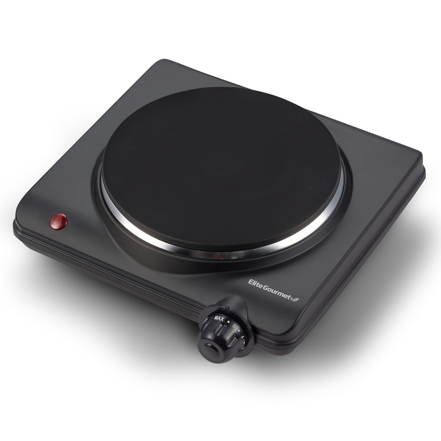 Elite Gourmet EDB-302BF# Countertop Double Cast Iron Burner, 1500 Watts Electric Hot Plate, Temperature Controls, Power Indicator Lights, Easy to Clean, Black