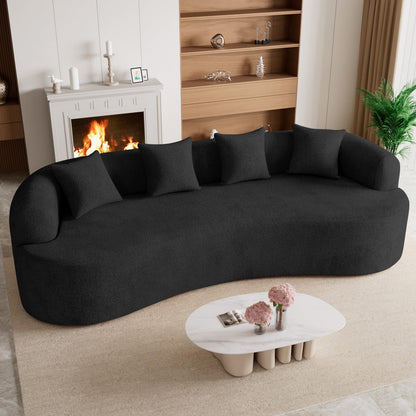 131" Oversized Sectional Sofa for Living Room, Modern Luxury Plush Chenille 4-Seater Extra Deep & Wide Seat Curved Cloud Couch with 4 Throw Pillows, No Assembly Needed, Light Brown