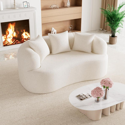 131" Oversized Sectional Sofa for Living Room, Modern Luxury Plush Chenille 4-Seater Extra Deep & Wide Seat Curved Cloud Couch with 4 Throw Pillows, No Assembly Needed, Light Brown