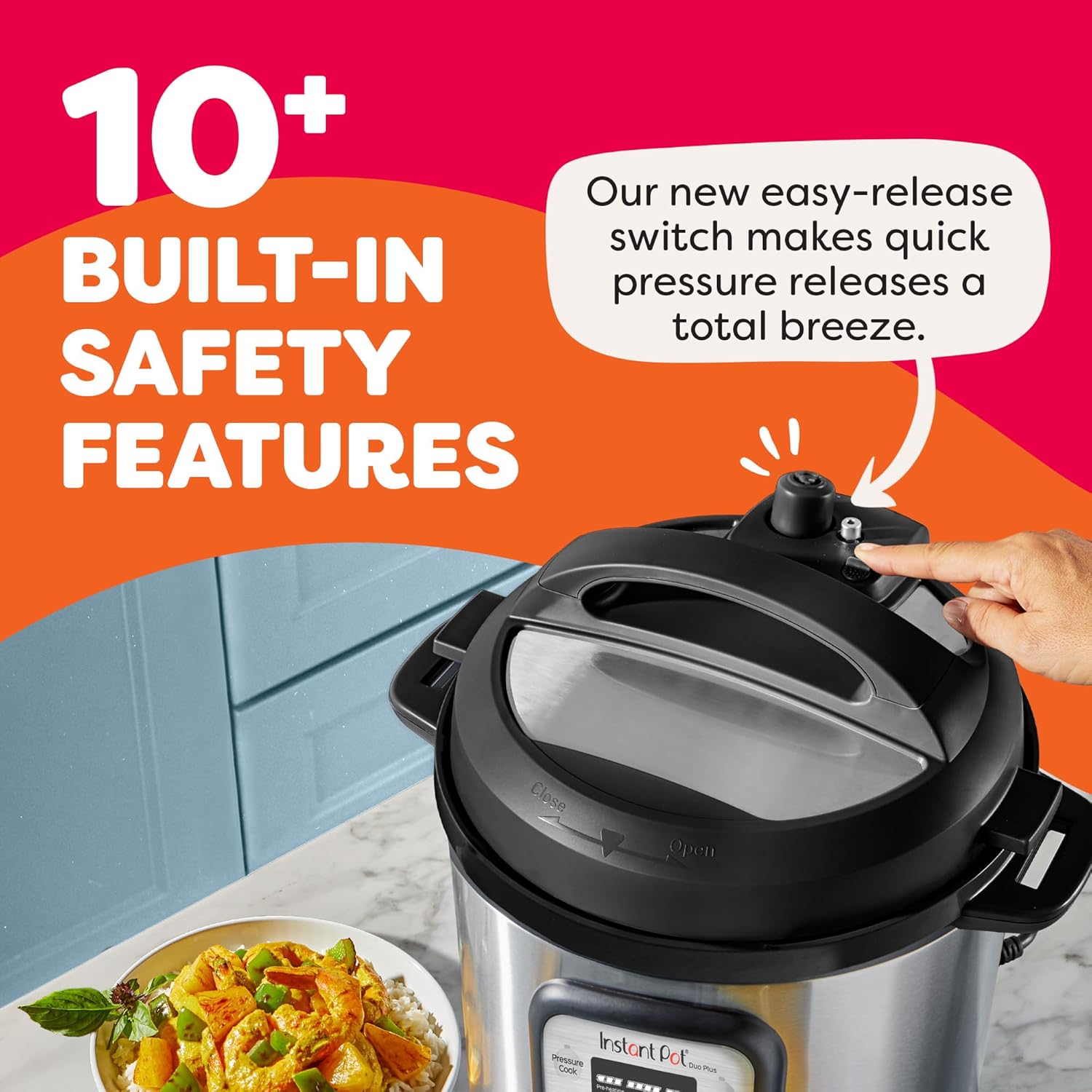 Instant Pot Duo Plus 9-in-1 Multicooker, Pressure Cooker, Slow Cook, Rice Maker, Steamer, Sauté, Yogurt, Warmer & Sterilizer, Includes App With Over 800 Recipes, Stainless Steel, 6 Quarts