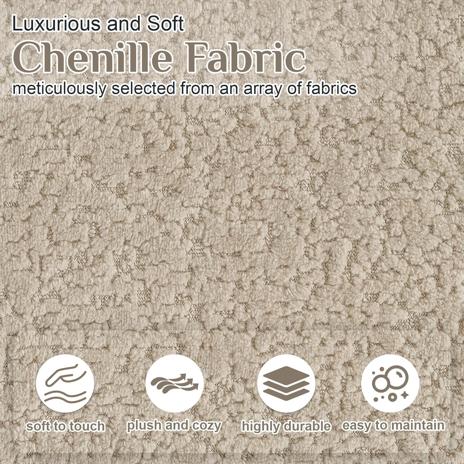 131" Oversized Sectional Sofa for Living Room, Modern Luxury Plush Chenille 4-Seater Extra Deep & Wide Seat Curved Cloud Couch with 4 Throw Pillows, No Assembly Needed, Light Brown