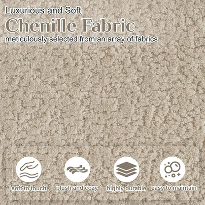 131" Oversized Sectional Sofa for Living Room, Modern Luxury Plush Chenille 4-Seater Extra Deep & Wide Seat Curved Cloud Couch with 4 Throw Pillows, No Assembly Needed, Light Brown