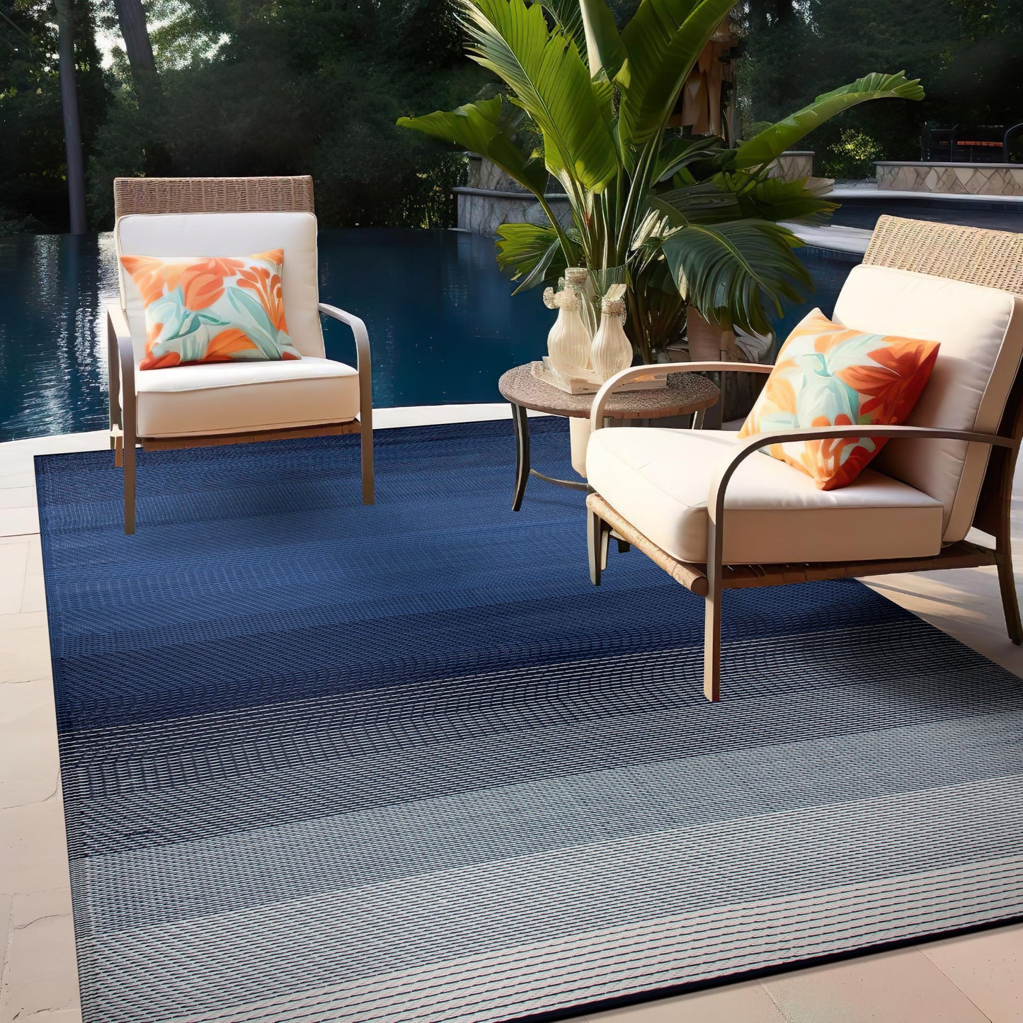 Rugshop Floral Tropical Reversible Crease-Free Waterproof Premium Recycled Plastic Outdoor Rugs for Patio,Backyard,RV,Deck,Picnic,Trailer,Beach,Camping,Sunroom Area Rug Green 7'10" X 10'