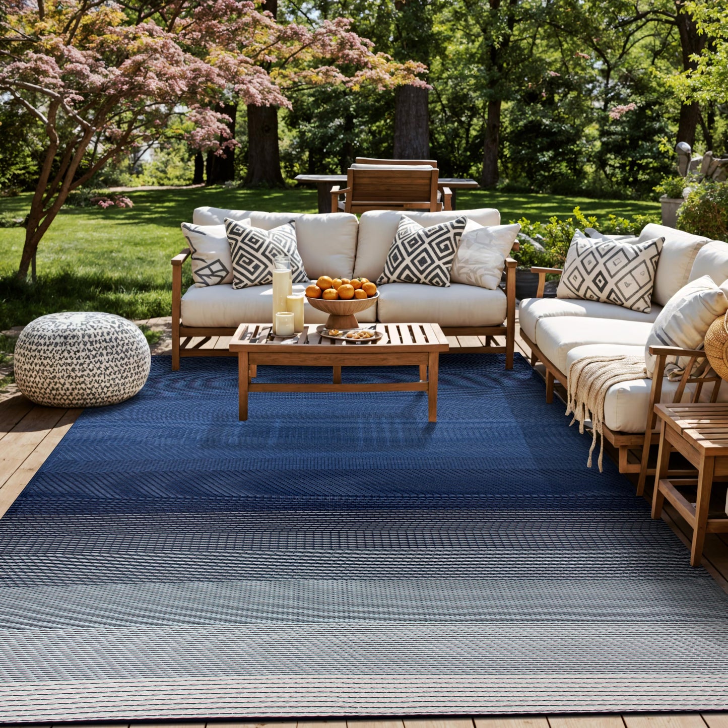 Rugshop Floral Tropical Reversible Crease-Free Waterproof Premium Recycled Plastic Outdoor Rugs for Patio,Backyard,RV,Deck,Picnic,Trailer,Beach,Camping,Sunroom Area Rug Green 7'10" X 10'