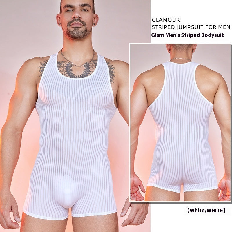 Striped Jumpsuit Lightweight Breathable Men