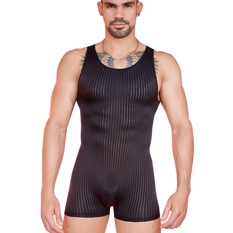 Striped Jumpsuit Lightweight Breathable Men